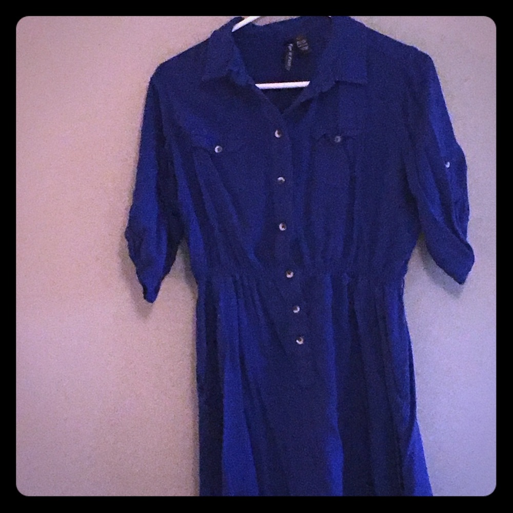 Blue shirt dress